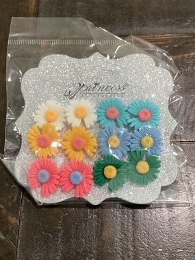 Princess Kids Multi-Color Daisy earrings Set